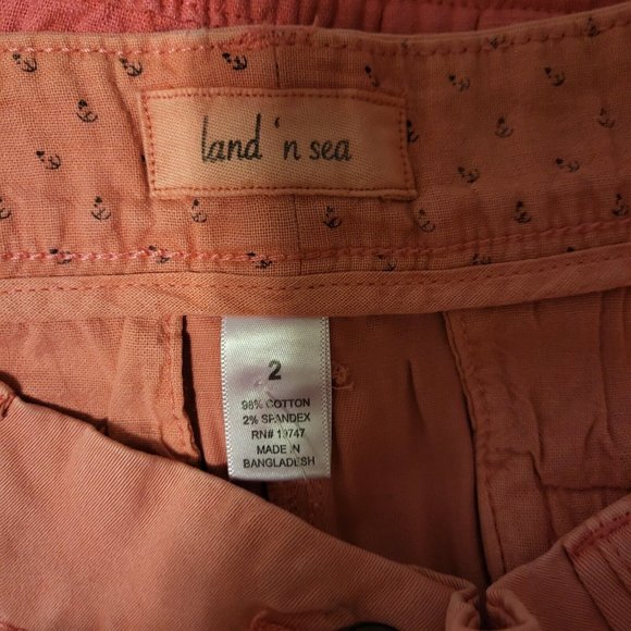 Land 'n Sea Women’s Pink Button Chino Shorts Size 2, NWOT - Picture 4 of 5